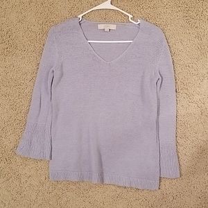 Dusty Blue Bell-Sleeve Sweater